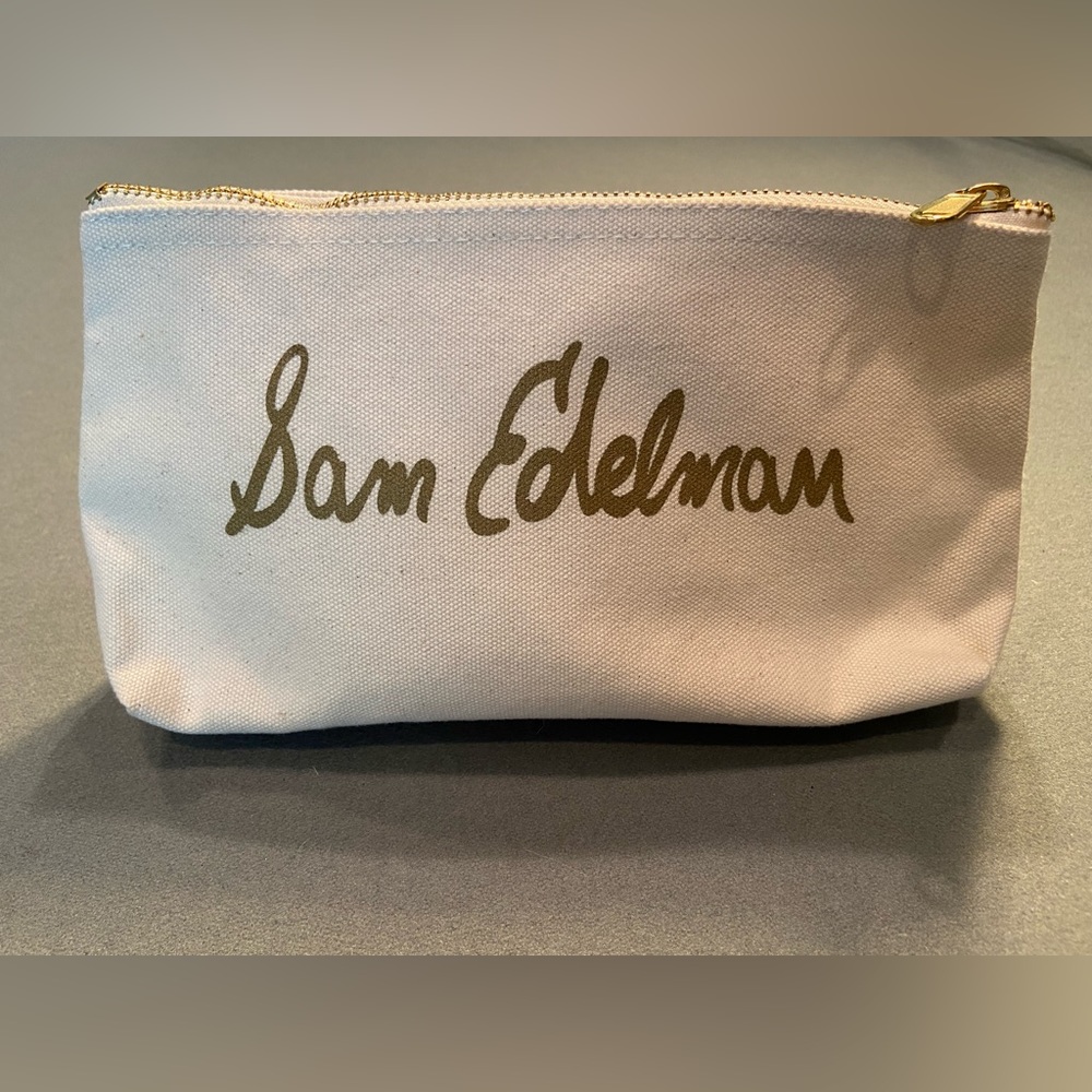 Sam Edelman Canvas Bag with gold tone zipper, approx 9” x‎ 5” x 2”
